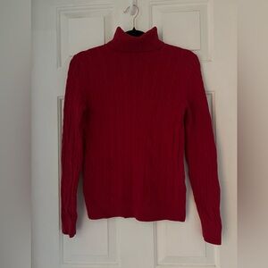 Lands' End Vibrant Red Knit Turtleneck Sweater
